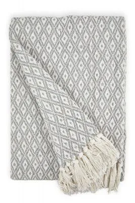 New Edge Blinds NewEdgeBlinds Stockholm Collection Recycled Cotton Throw in Silver (90" x 100"), Grey