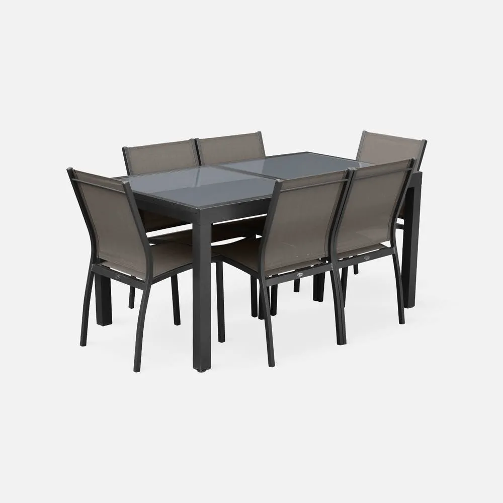 sweeek 6-seater Extendable Aluminium Garden Table Set With Chairs in Grey 2