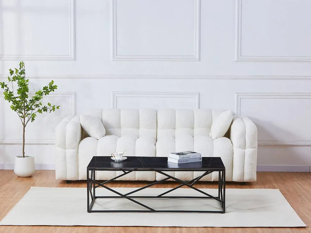 Vente-unique Ceramic & Metal Coffee Table - Black Marble Effect - MELRONE 3