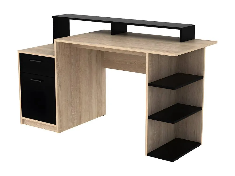 Vente-unique Desk With Storage - Oak & Black - ZACHARIE 5
