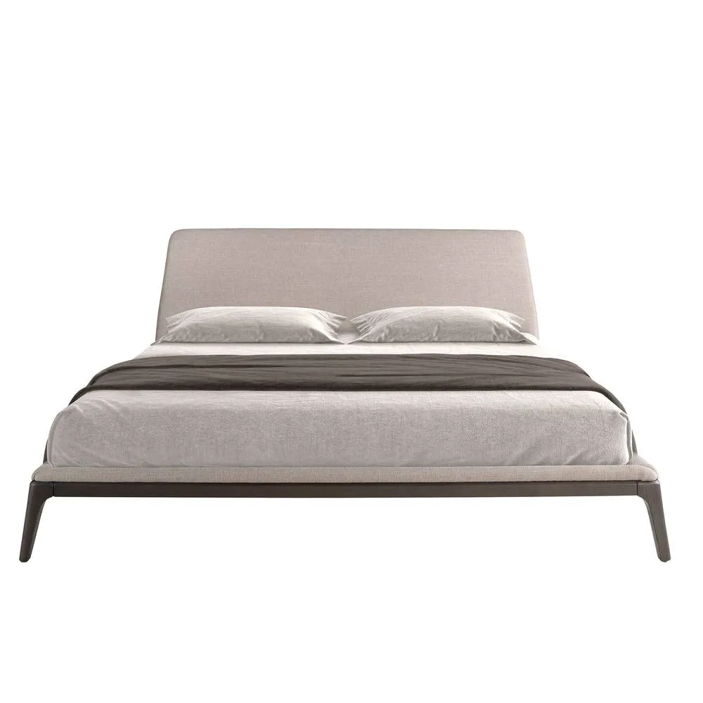 Angel Cerda Grey Fabric Double Bed with Wenge Wooden Legs 180x200 2