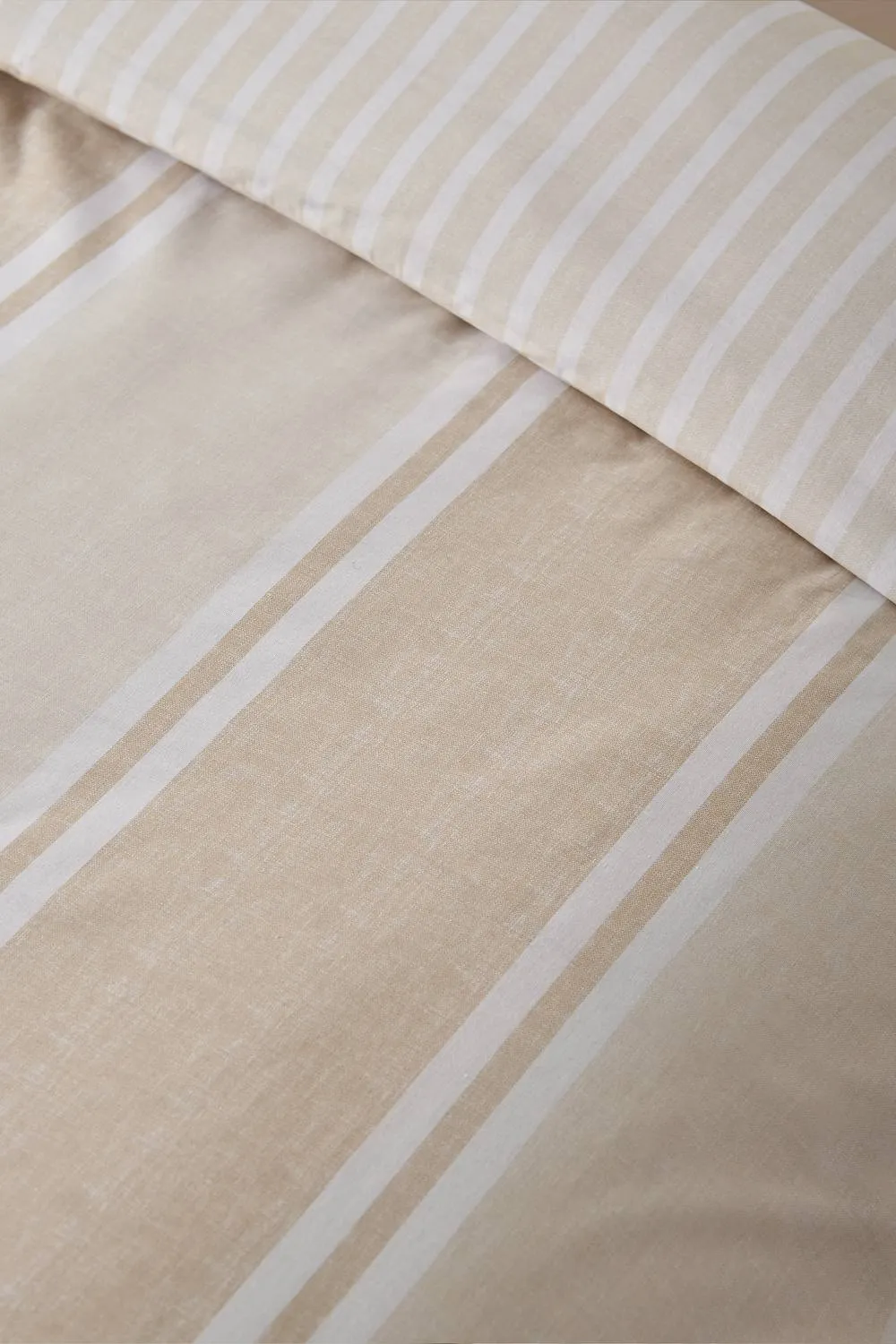 Catherine Lansfield 'Banded Stripe' Reversible Duvet Cover Set in Natural 4