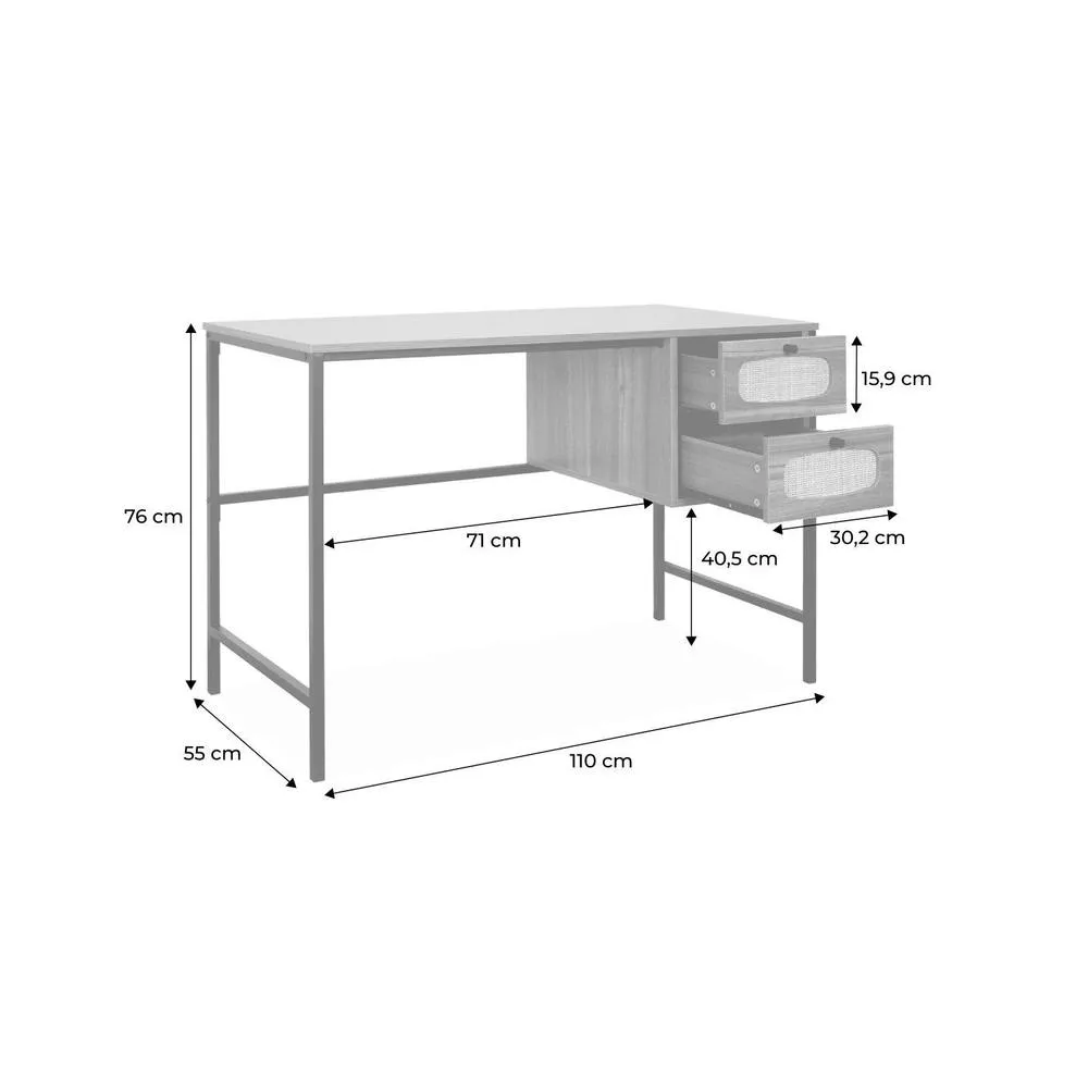 sweeek Wood & Cane Desk in Light Brown 5