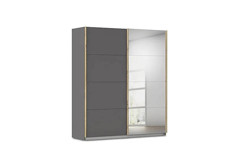 Flavia 181cm 2 Door Decor Sliding Wardrobe with Mirror Door - Metallic Grey