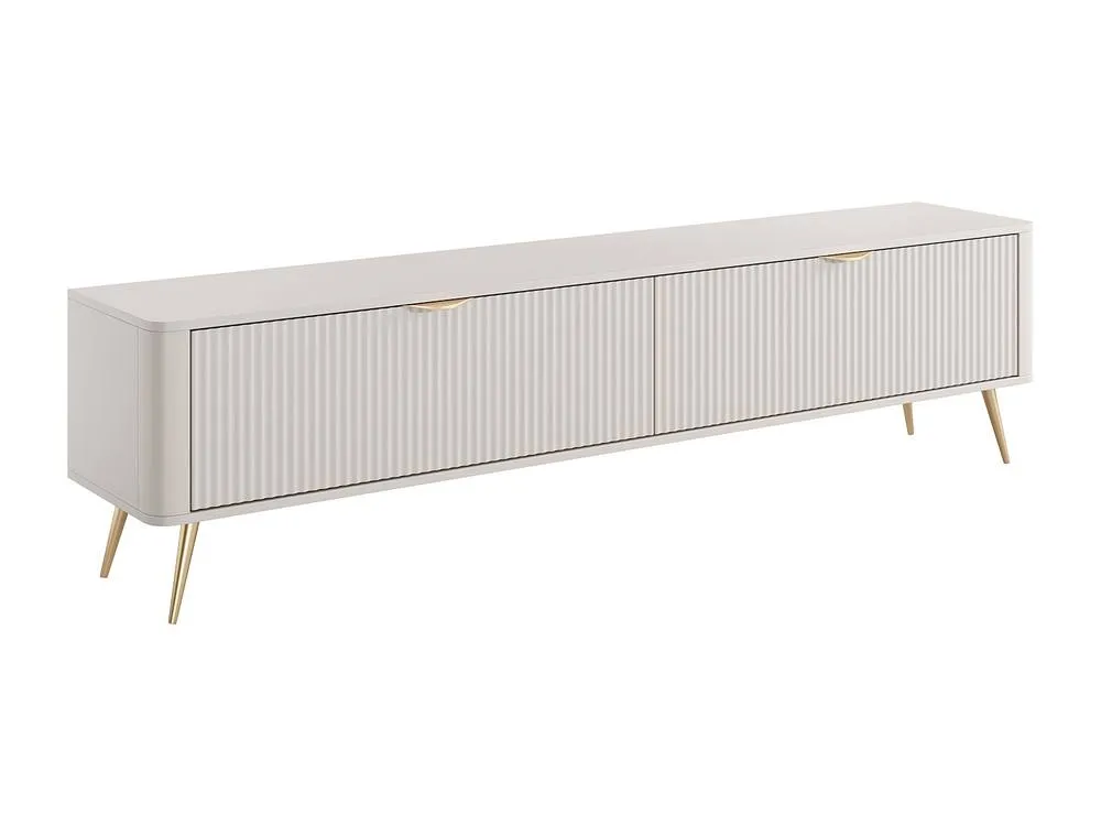Vente-unique TV Unit With 2 MDF Doors - Beige & Gold - ELONARIA 5