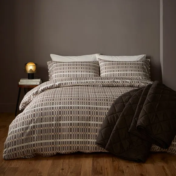 Ash Geometric 100% Cotton Duvet Cover & Pillowcase Set 1