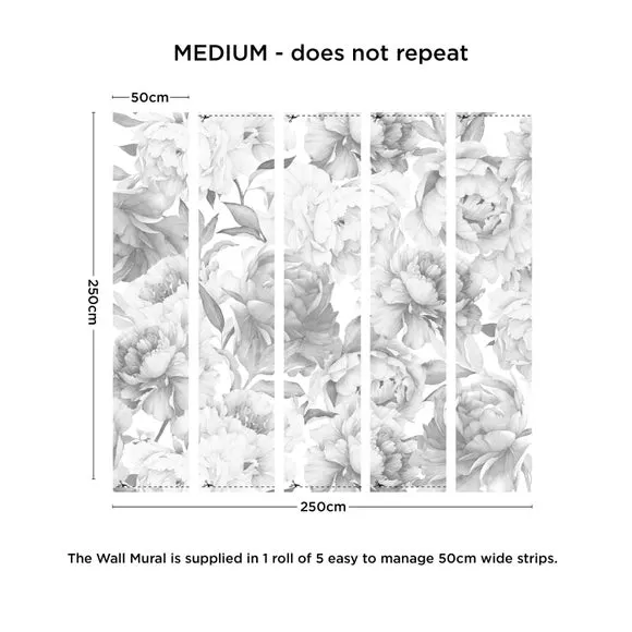 Tonal Peony Floral Wall Mural 4