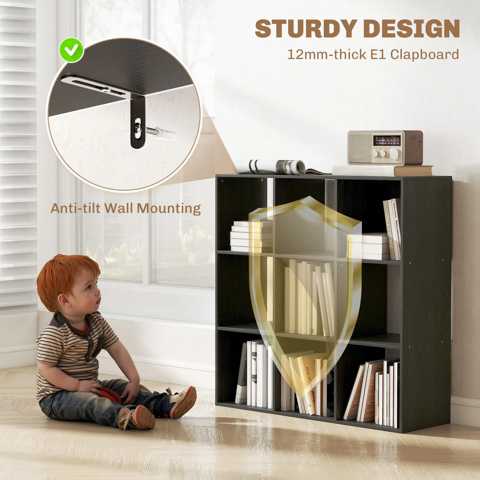 HOMCOM 9 Cube Storage Unit Cabinet Bookcase Display Shelves in Black 6