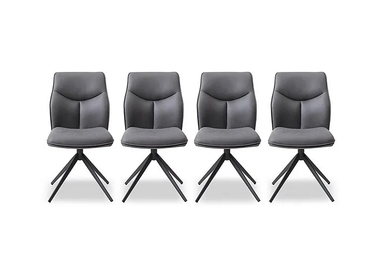 Bastille Set of 4 Faux Leather Swivel Dining Chairs