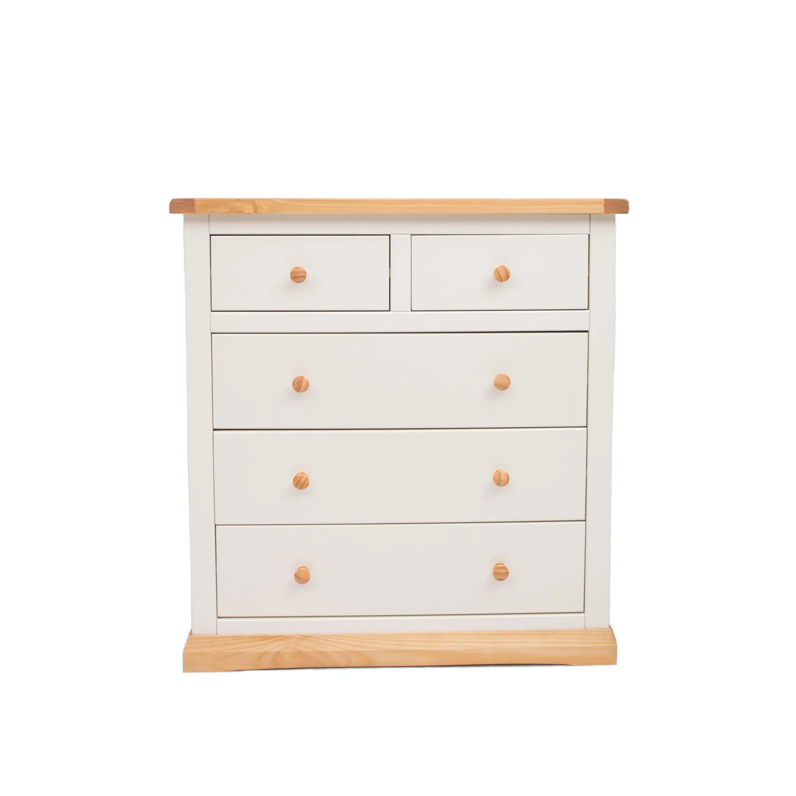 Cabinet Bits Trevi 5 Drawer Chest of Drawers Wood Knob in Off-White