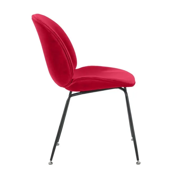 Fusion Living Luxurious Velvet Dining Chair with Black Metal Legs 4