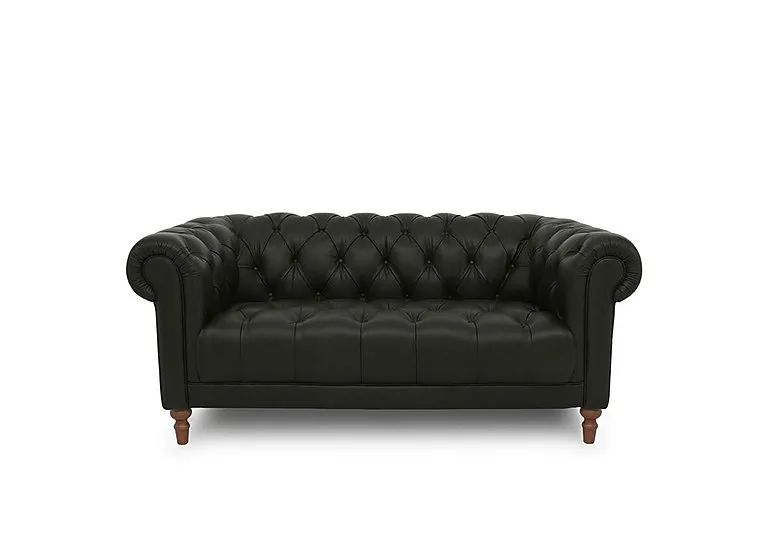 Columbus Leather 2 Seater Sofa with Wooden Feet