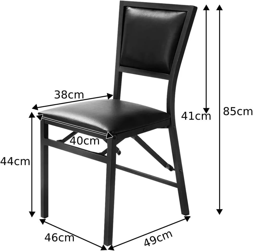 Costway Set of 2 Padded Folding Chair Metal Frame Counter Height Dining Chairs in Black 4