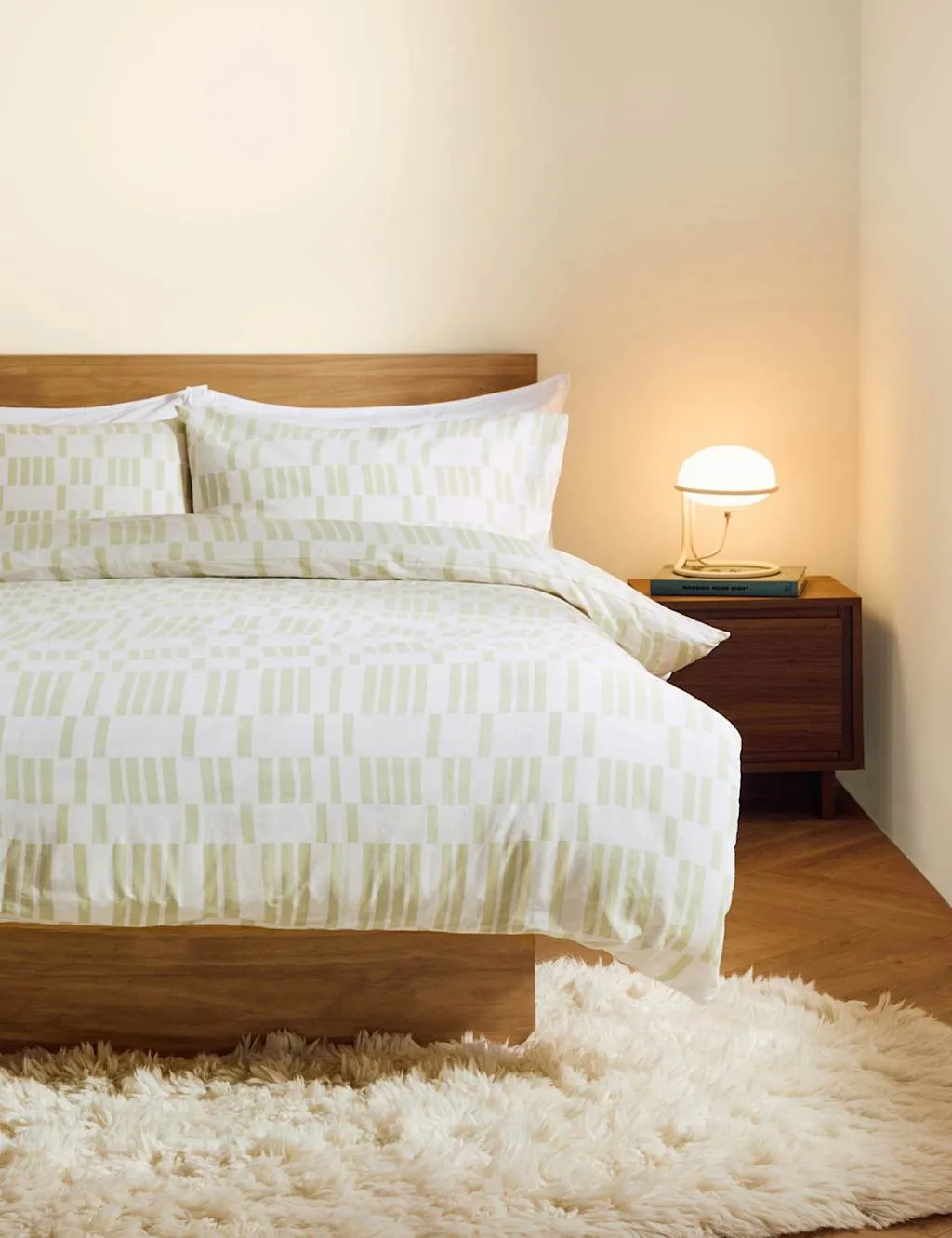 MADE Pure Cotton Geometric Bedding Set Green