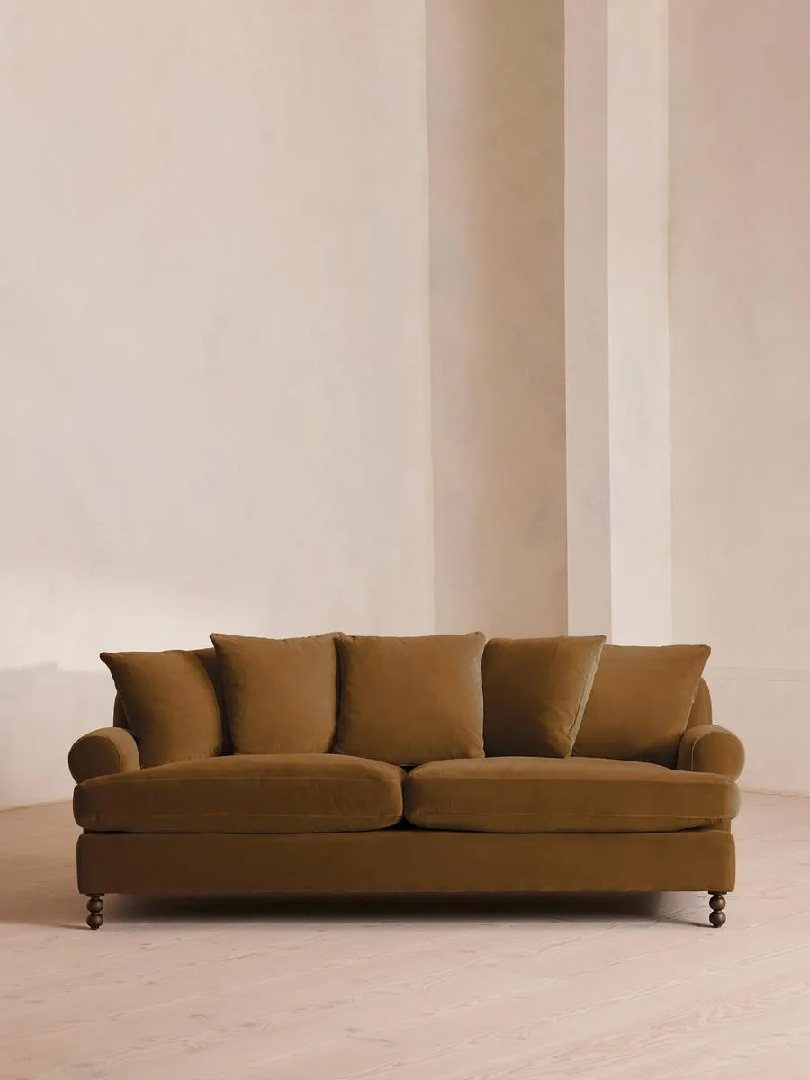 Audrey Three Seater Sofa, Velvet, Mustard