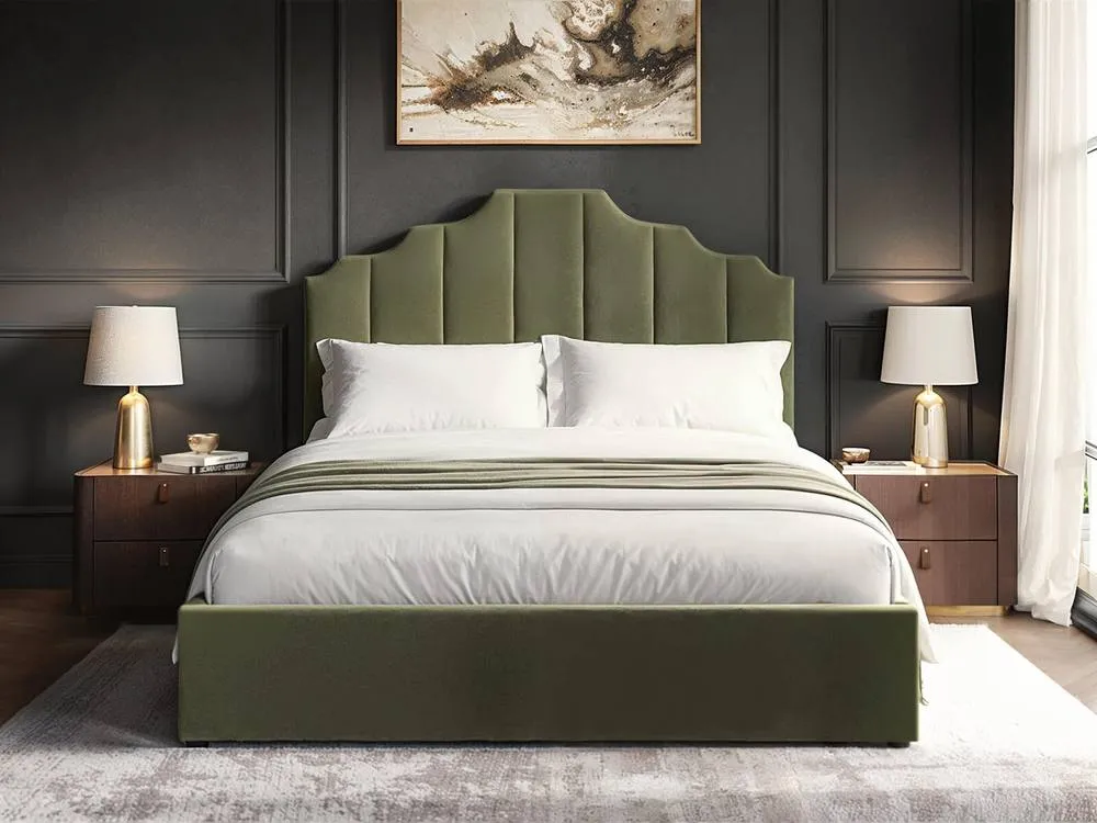 Flair Margot Ottoman Bed Khaki Green Velvet 3