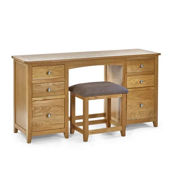 Jenkins Twin Dressing Table and Stool, Oak 2