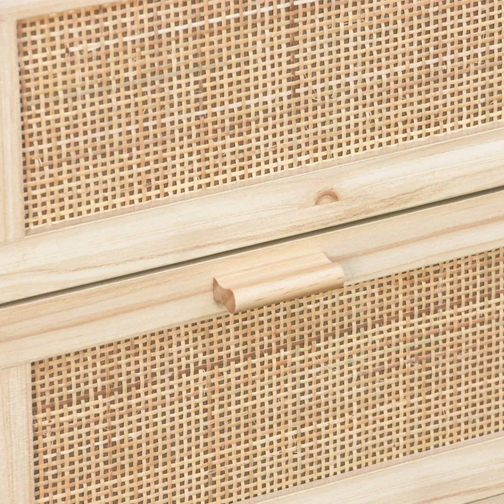 sweeek 3-drawer Chest With Cane & Wooden Effect in Light Brown 4