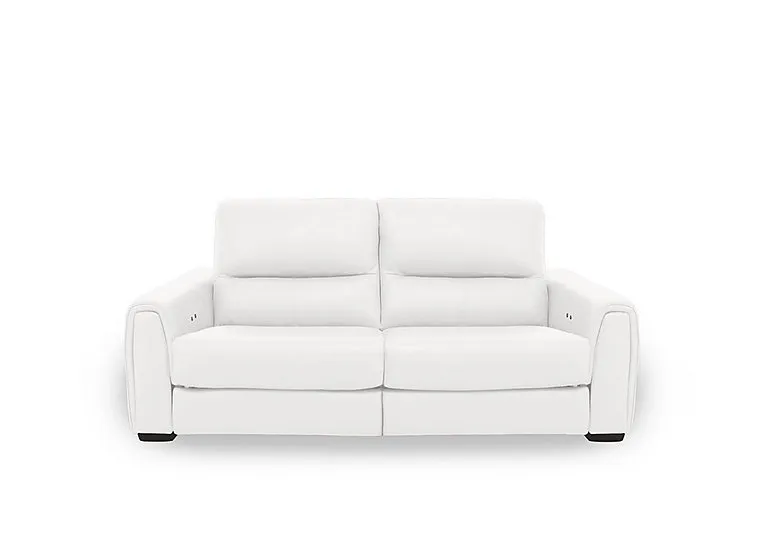 Flex Leather 2 Seater Power Recliner Sofa with Storage Arms - BV Star White