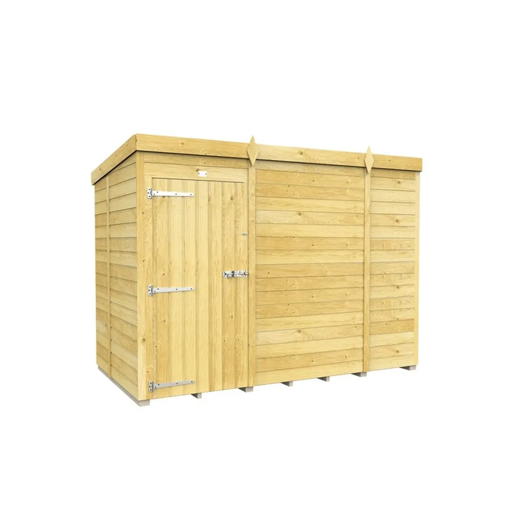 Buttercup Farm 9 x 5 Feet Pent Shed - Single Door W/O Windows - L147 x W276 x H201 cm in Brown