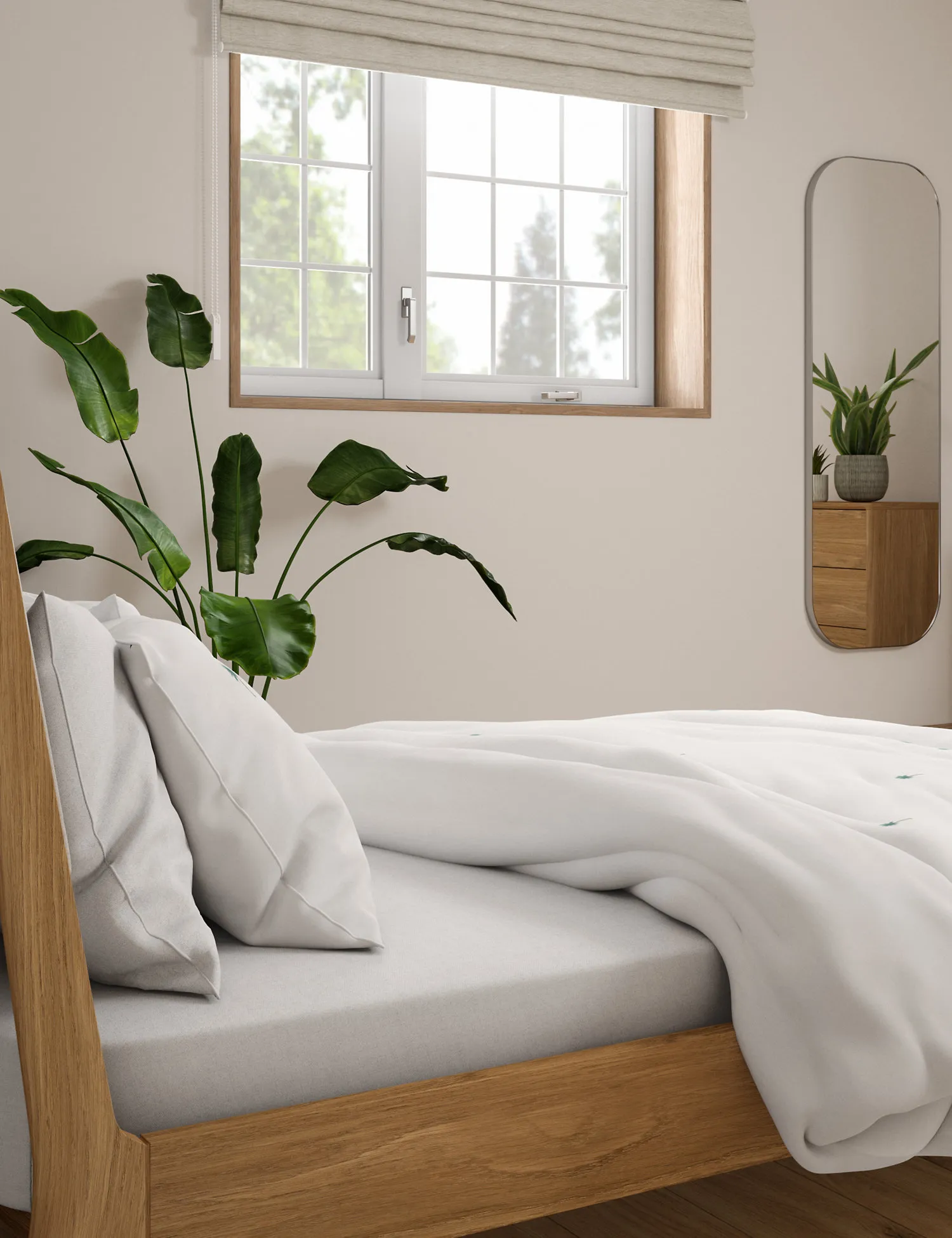 M&S Pure Cotton Palm Embroidered Bedding Set