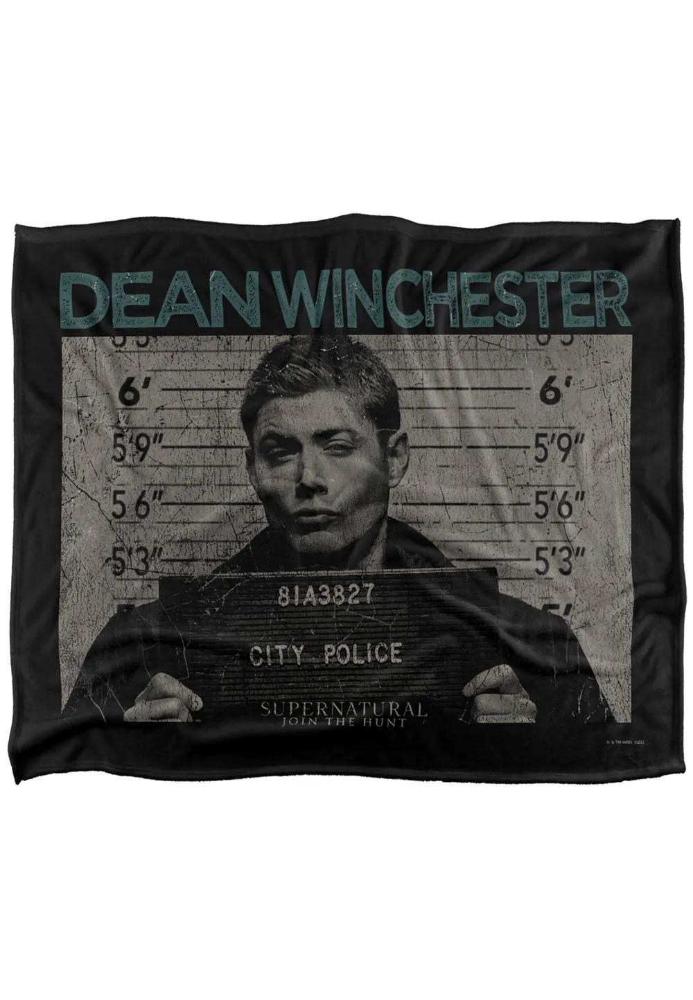 Warner Brothers Supernatural Dean Mug Shot Silky Touch Super Soft Throw Blanket in White