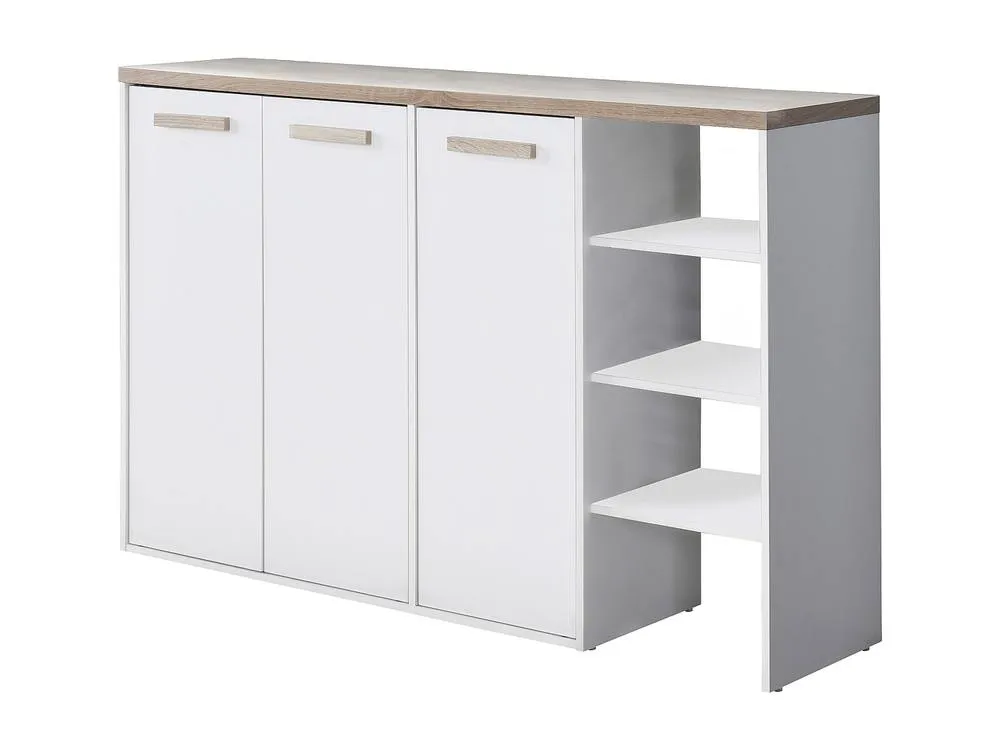 Vente-unique Shoe Cabinet With 3 Doors & 3 Compartments - White & Light in Light Oak 2