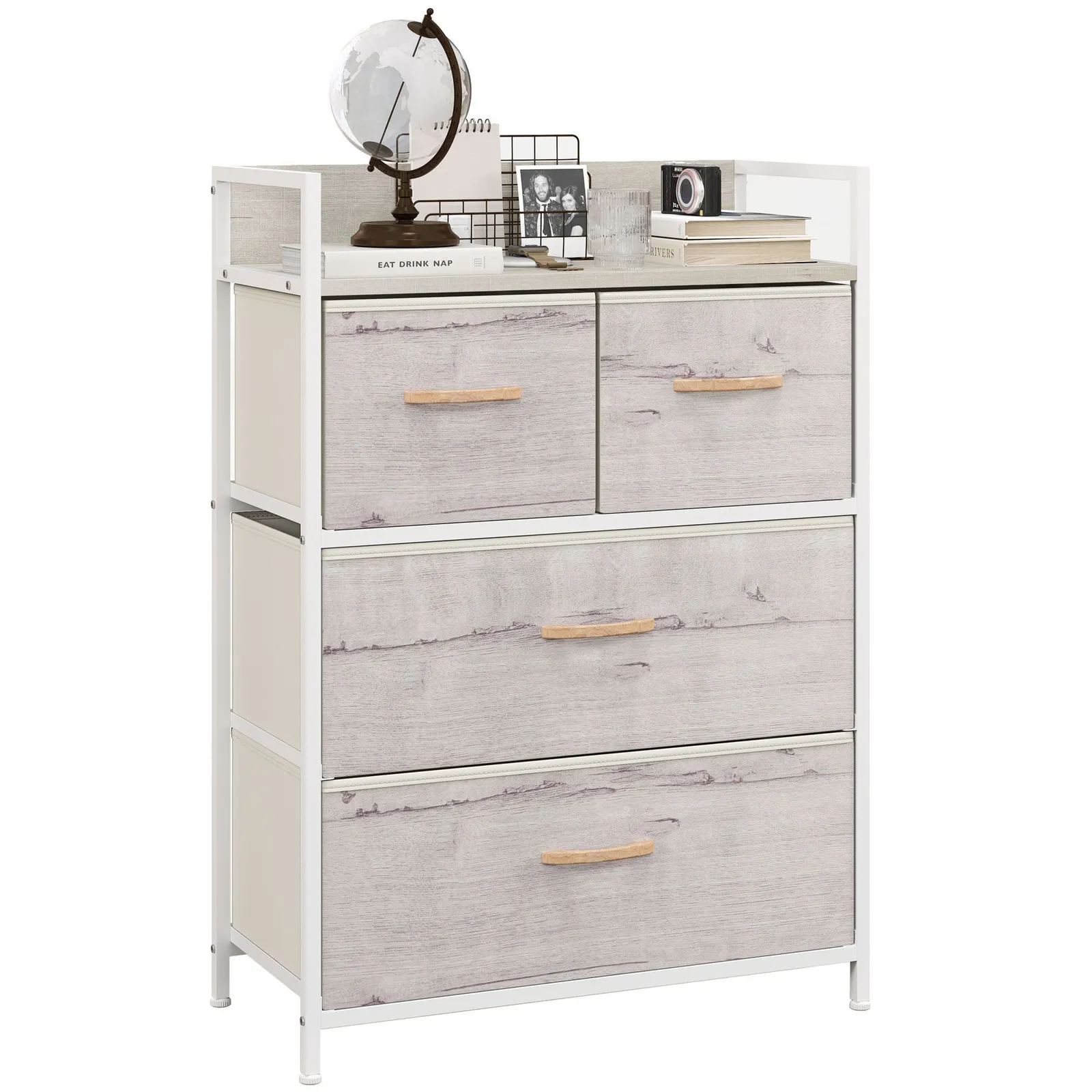 HOMCOM Bedroom Chest of Drawers 4 Drawer Dresser w/ Shelf, Natural 2