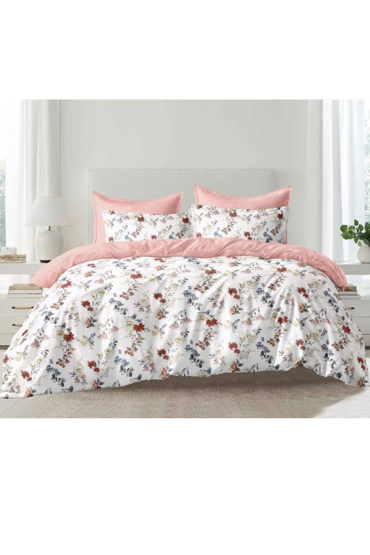 Ezysleep Fleur Floral Printed Duvet Set in Pink