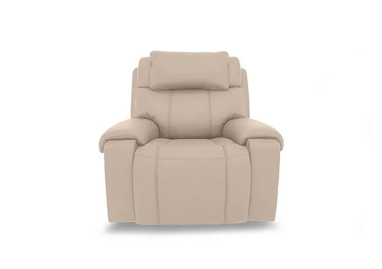 Hollywood Leather Power Recliner Chair with Power Headrest, Bluetooth Speakers and Storage Arms - BV Pebble