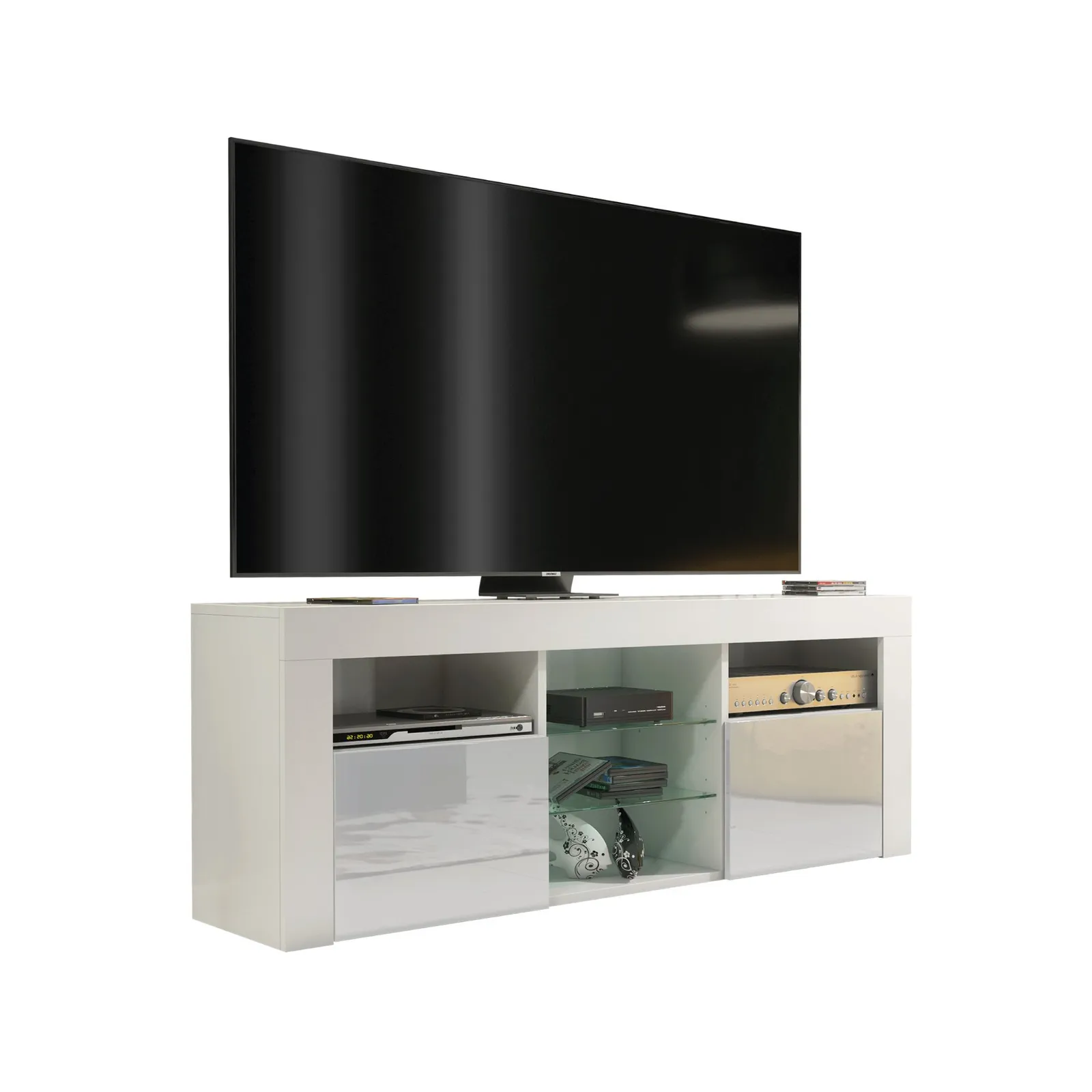 Creative Furniture TV Unit 145cm Modern - White with High Gloss Grey Doors 5