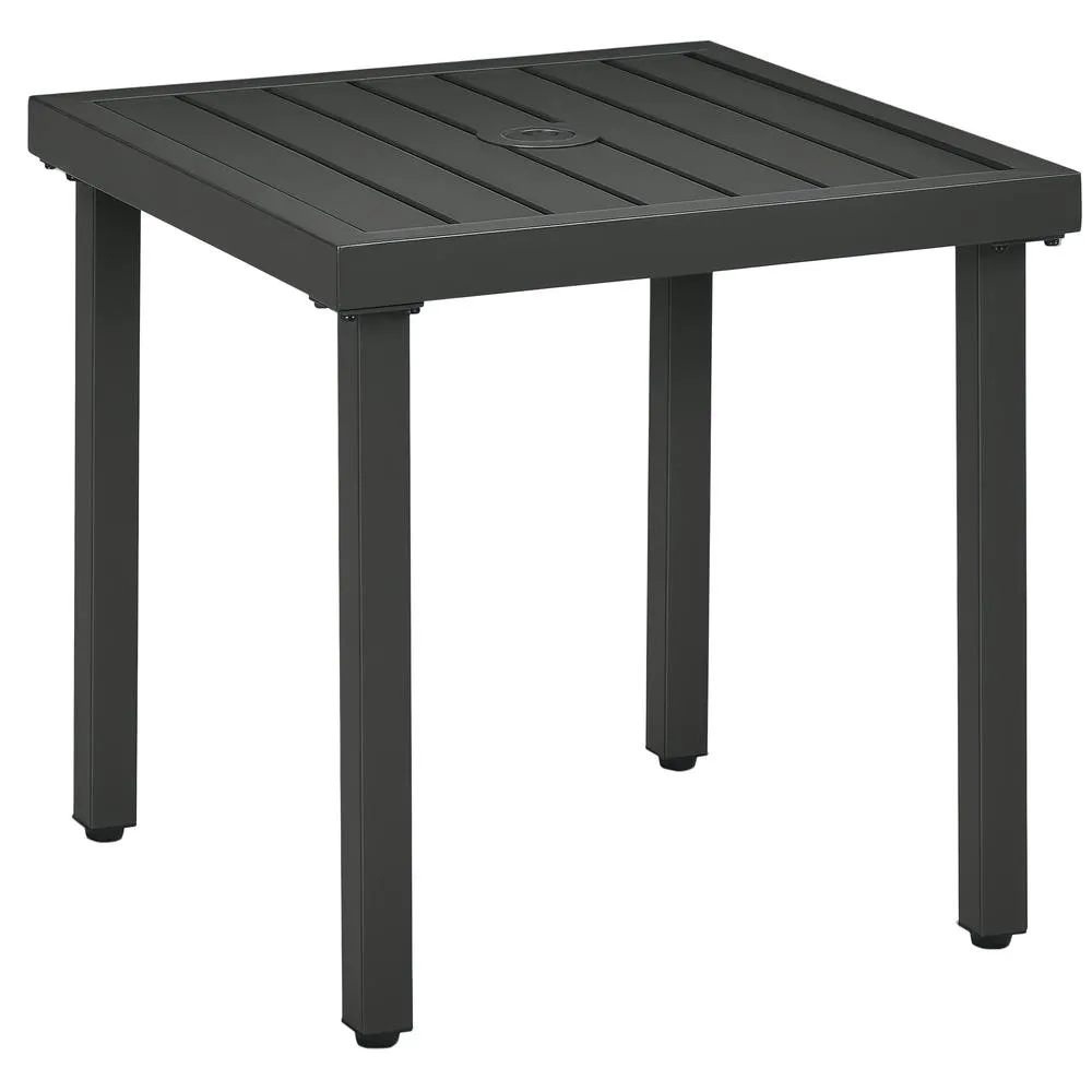 OUTSUNNY Garden Side Table Coffee Table with Umbrella Hole for Patio Balcony in Grey 2
