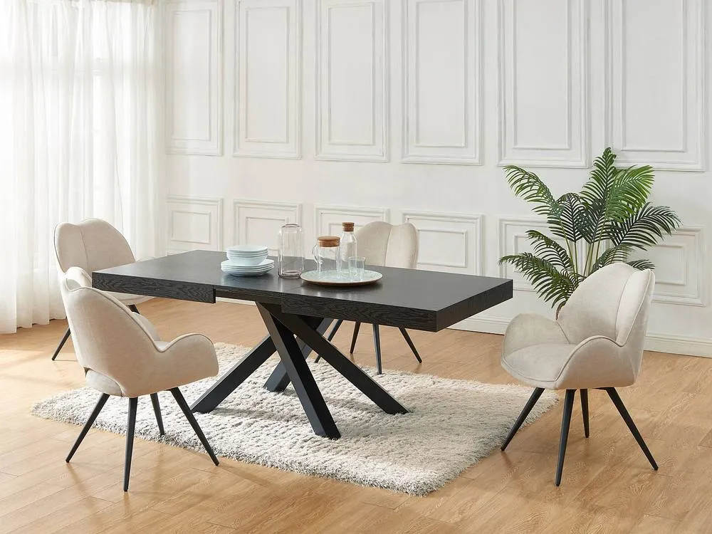 Vente-unique 6 - 10 Seater Extendable Dining Table In MDF & Metal - Black 6