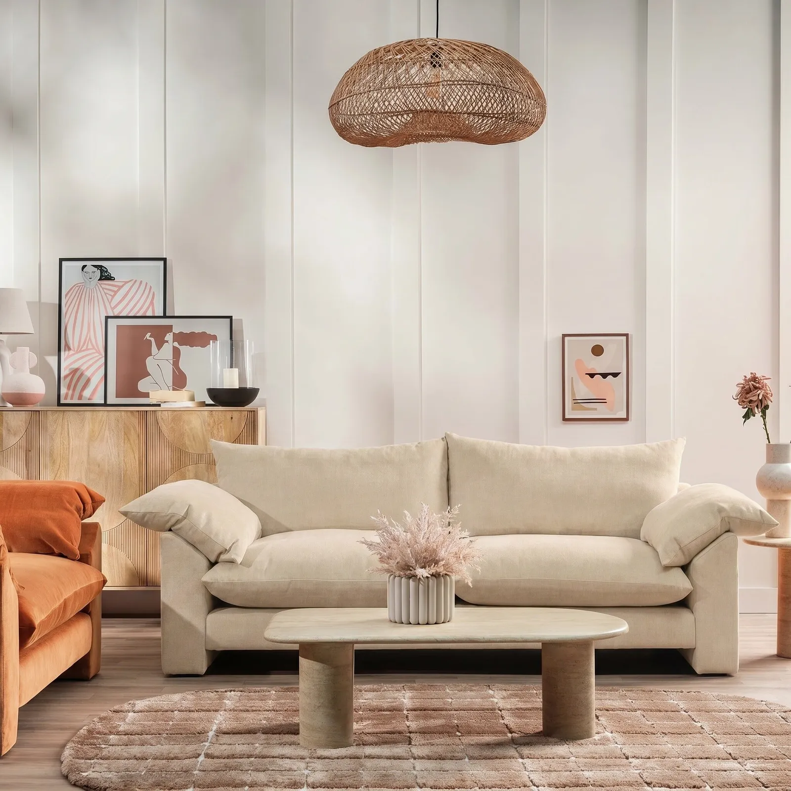 Hoxton Extra Large Sofa, Neutral Fabric | Barker & Stonehouse 2