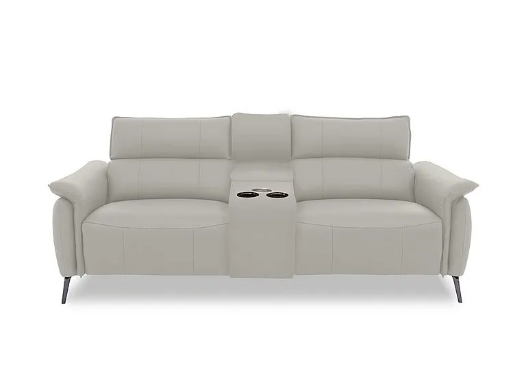 Jude Leather 3 Seater Power Recliner Sofa with Smart Console, Power Headrests and Power Lumbar - Lead Grey