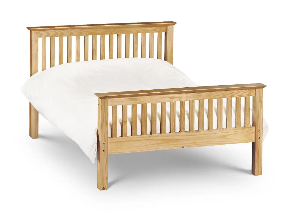 Barcelona High Foot End Antique Solid Pine Wooden Bed Frame - 4ft6 Double