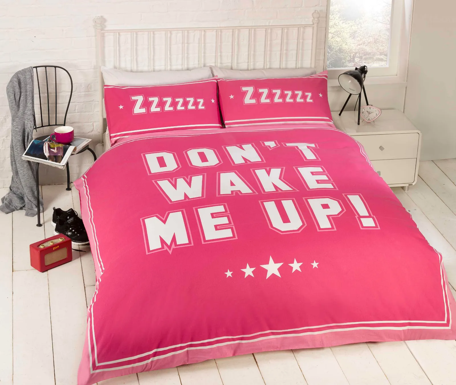 Rapport Home Don't Wake Me Up Polycotton Reversible Duvet Cover Set with Pillowcase in Navy