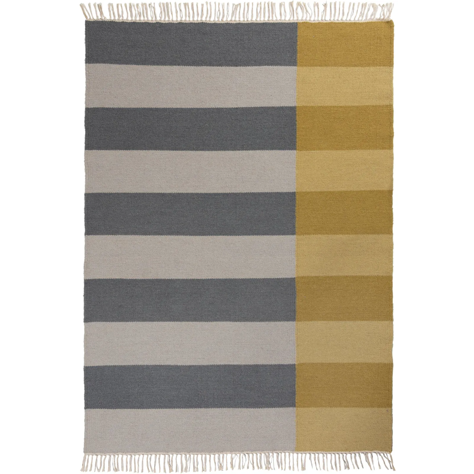 Rimba Ochre and Grey Wool Blend Rug Grey and Yellow