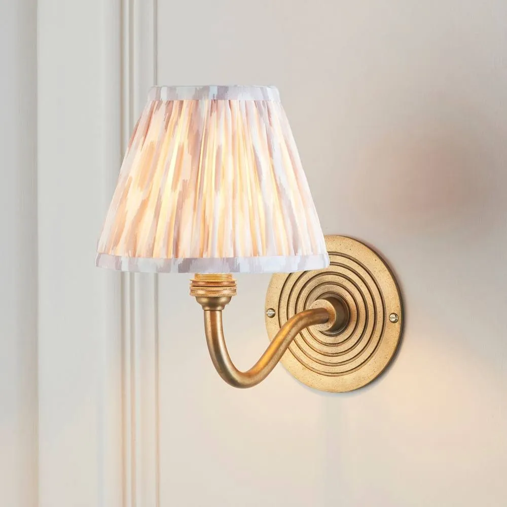 Netlighting Ripple Curve Brass Wall Light Fabric Ikat Shade 16cm B22 in Gold 2