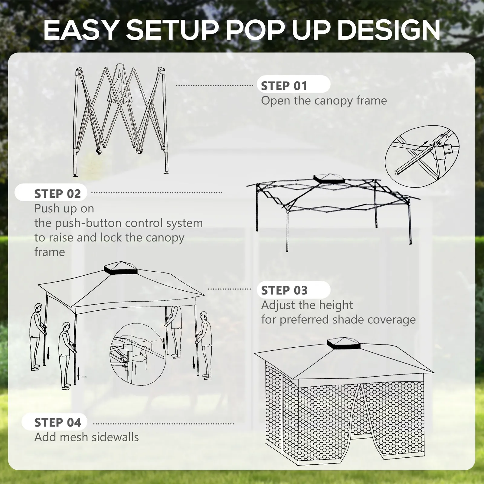 OUTSUNNY Garden Folding Tent Heavy Duty Pop Up Gazebo for Party in Dark Grey 6