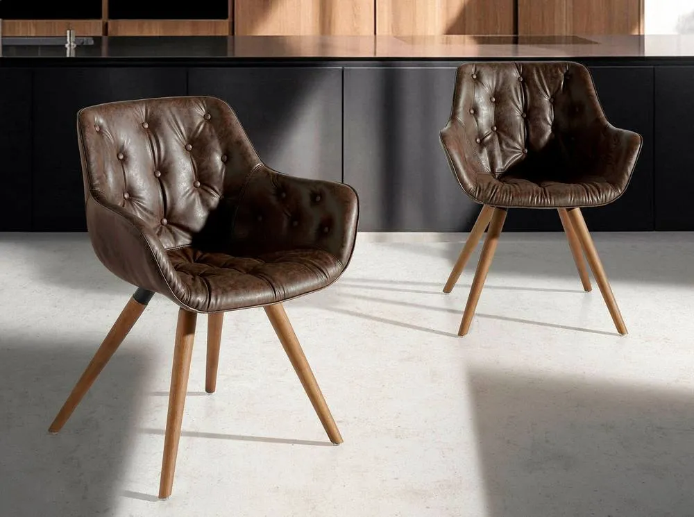 Angel Cerda Chocolate Leatherette Dining Chair with Walnut Legs in Brown 3