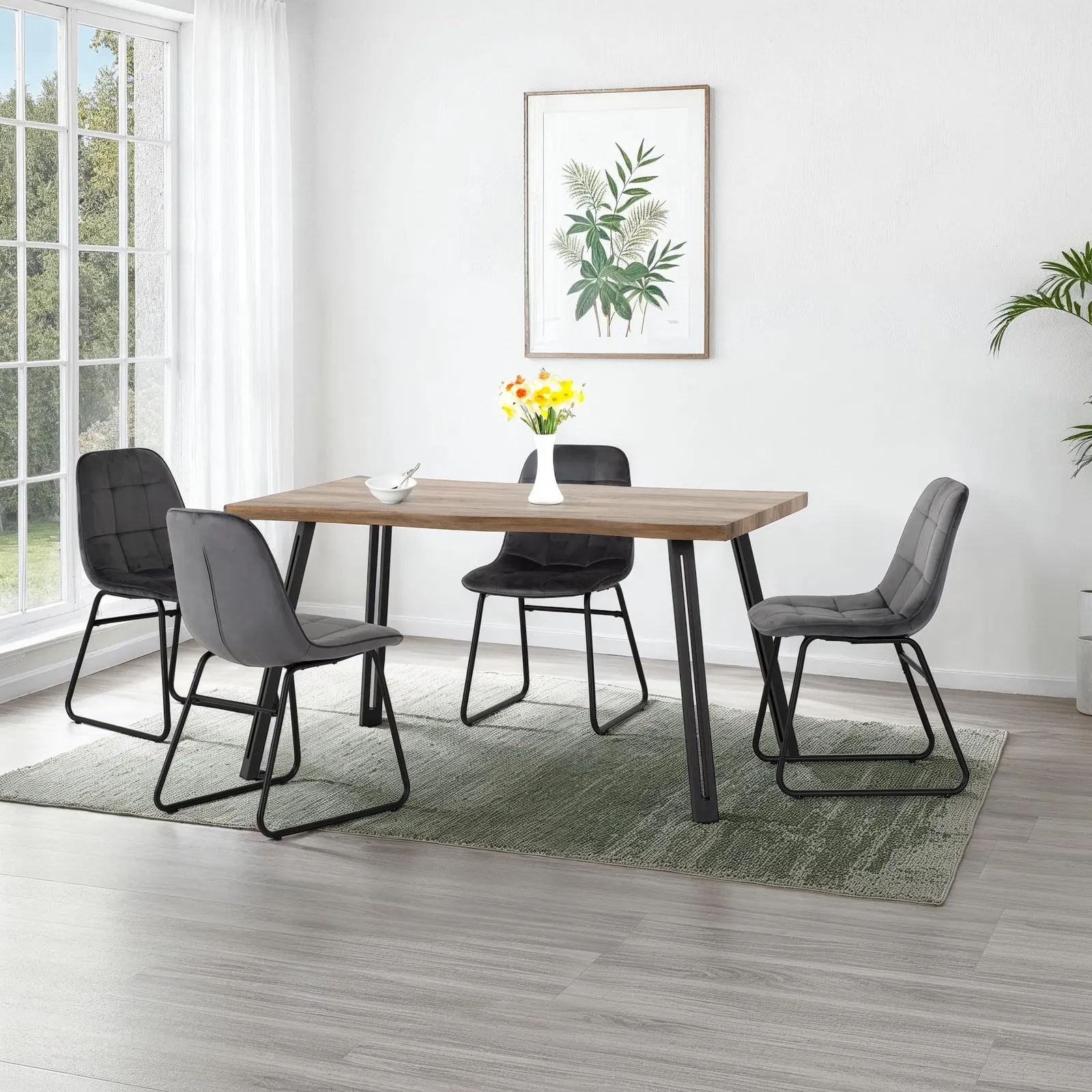 Seconique Quebec Wave Edge Dining Set with Lukas Chairs in Grey 1