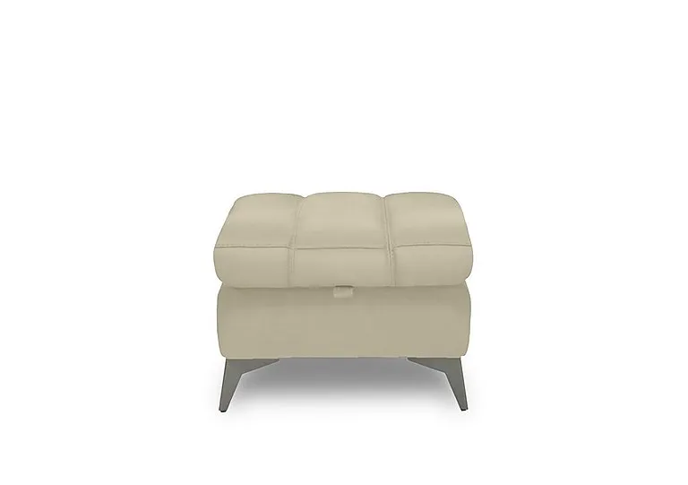 Angelo Leather Storage Footstool - Natural Sand
