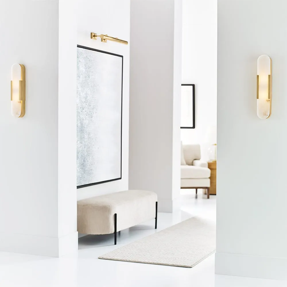 Visual Comfort Melange Elongated Sconce Wall Light Bronze & Alabaster 4