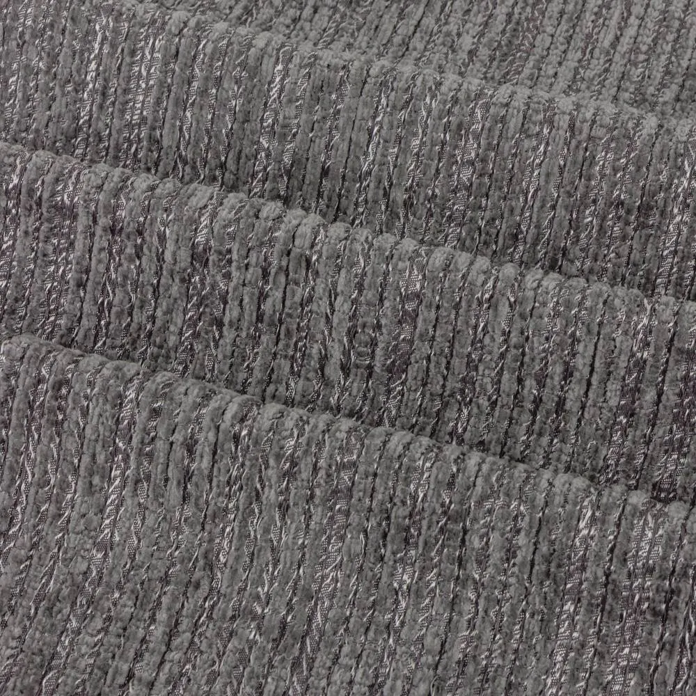Paoletti Jupiter Chenille Jacquard Eyelet Curtain Pair in Grey 6