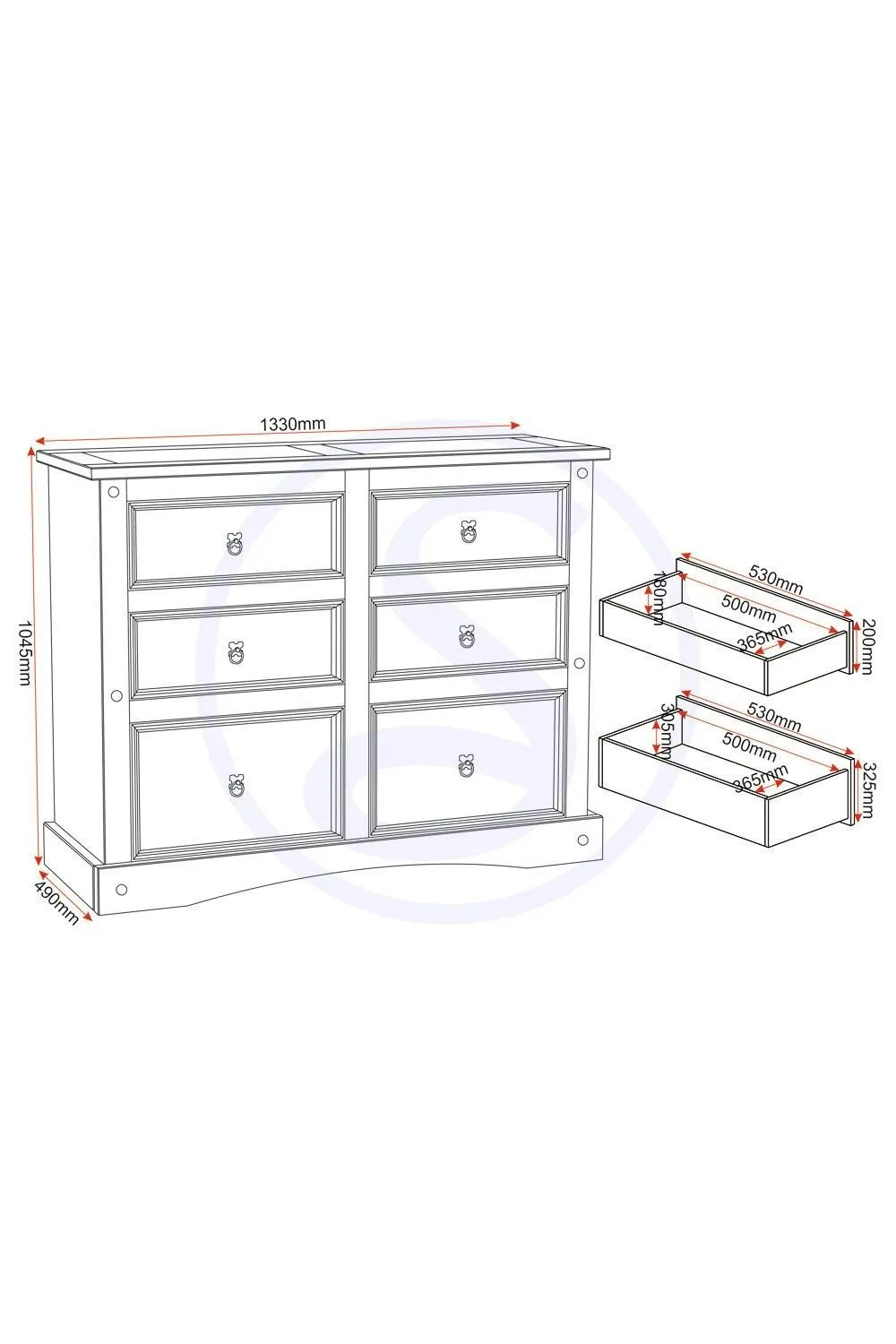 Seconique Corona 6 Drawer Chest in Natural 6