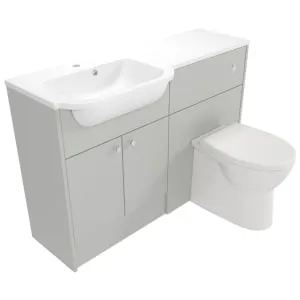 Deccado Benham Whisper Grey Left Hand 1200mm Fitted Vanity & Toilet Pan Unit Combination with Left Hand Basin 2