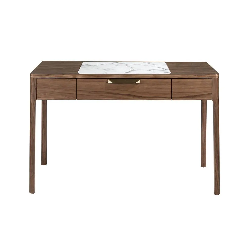 Angel Cerda Walnut Dressing Table with Glossy White & Grey Marble in Brown 2