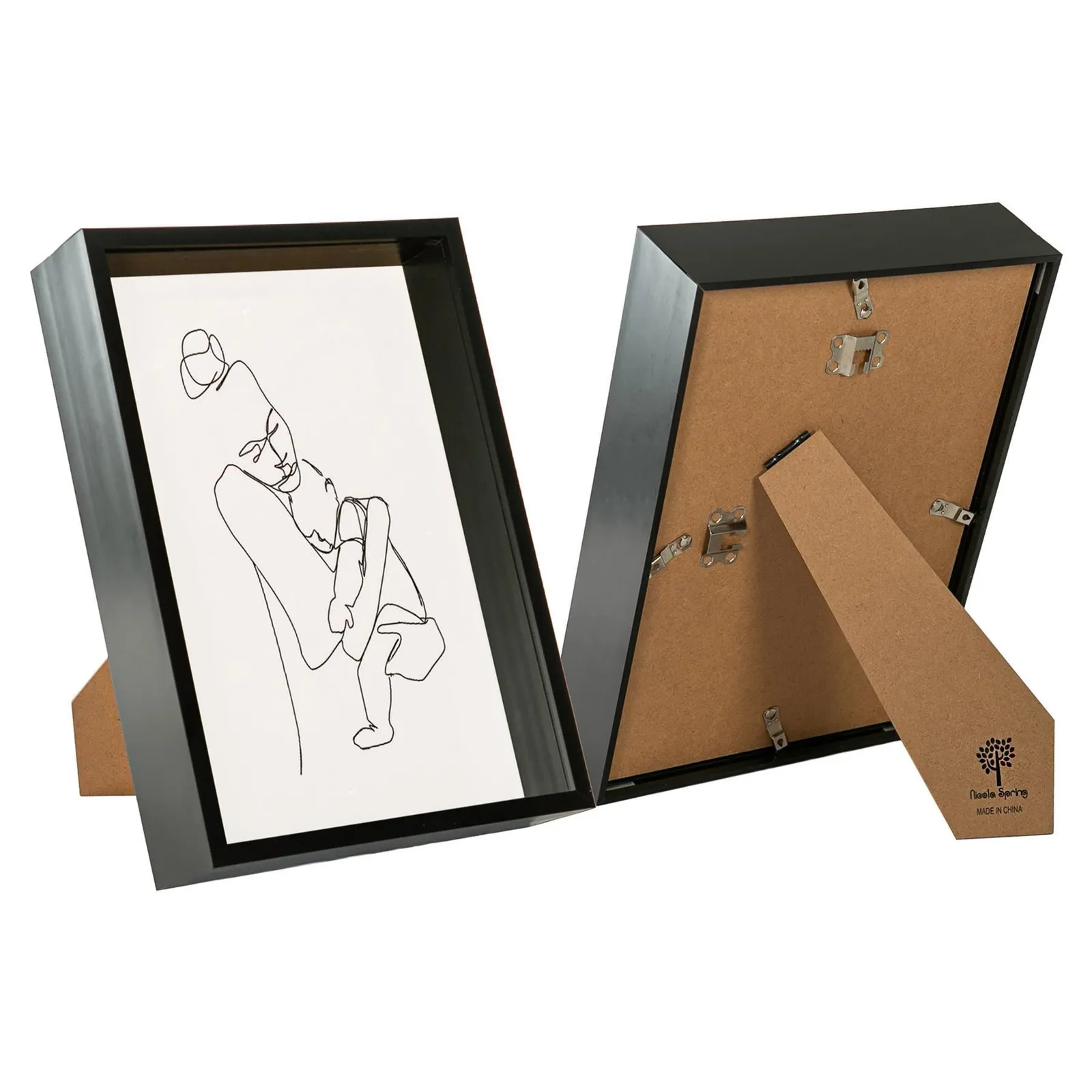Nicola Spring Deep Box Photo Frame - A4 (8 x 12") - Pack of 2 in Black