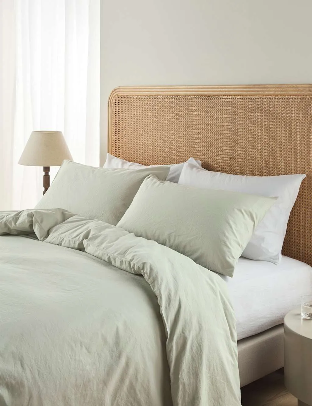 Bedfolk Pure Cotton Relaxed Duvet Cover Light Green